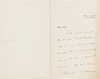 * WELLS, Herbert George. Autographed letter signed ("H.G. Wells"), to an unnamed correspondent, Spade House, Sandgate, 20 May