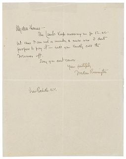 * REMINGTON, Frederic (1861-1909). Autograph letter signed ("Frederic Remington"), to Thomas. New Rochelle, NY, n.d.
