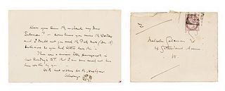 * WHISTLER, James Abbott McNeill. Autographed letter signed (signed with his "butterfly" emblem), to Malcolm Salaman, n.p., n