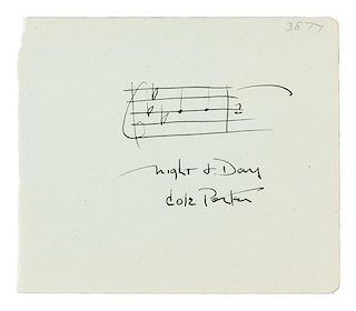* PORTER, Cole (1893-1964). Autograph music quotation from the opening of Night and Day, captioned and signed ("Night & Day /