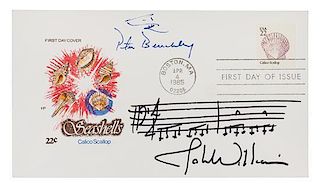 * WILLIAMS, John (b.1932). Autograph musical quotation signed ("John Williams"), to Peter Benchley. Boston, MA, 4 April 1985.