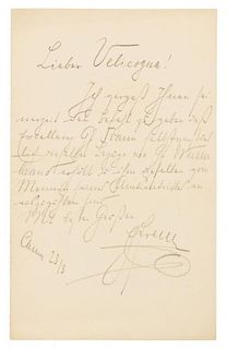 * FERDINAND, Franz, Archduke (1863-1914). Autograph letter signed ("Franz"), in pencil, in Hungarian, to Velicogna. Cannes, 2