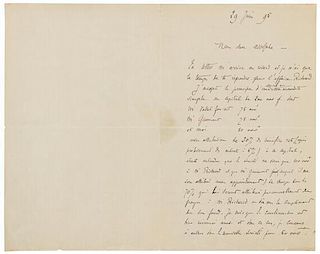 * EIFFEL, Gustave (1832-1923). Autograph letter signed ("G. Eiffel"), in French, to Adolphe [Salles?]. N.p., 29 June 1895.