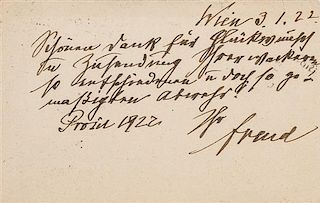 * FREUD, Sigmund (1856-1939). Autograph note on postcard signed ("Freud"), in German, to Dr. [Ulrich] Gr-ninger. Vienna,