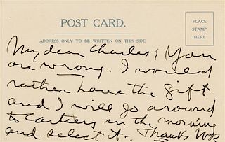 * HEARST, William Randolph (1863-1951). Autograph letter signed ("WR"), to Charles. N.p., n.d.