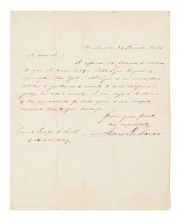 * BUCHANAN, James. Autographed letter signed ("James Buchanan"), as Secretary of State, to General Persifor F. Smith, 24 Dece