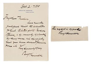 * HARRISON, Benjamin Henry. Autographed letter signed ("Benj Harrison") as President, Washington, D.C., 1889.
