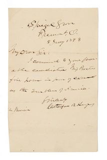 * HAYES, Rutherford B.. Autographed letter signed ("Rutherford B. Hayes"), to Mr. Morrison, Spiegel Grove. Fremont, O., 8 Jan