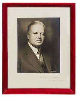* HOOVER, Herbert (1874-1964). Photograph signed and inscribed ("Herbert Hoover"), to Nora Mamix, n.d.