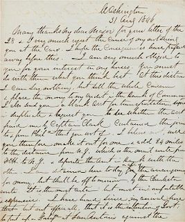 * LEE, Robert E. (1807-1870). Autographed letter signed ("R E Lee"), to an unnamed recipient ("My dear Major"), 31 August 184
