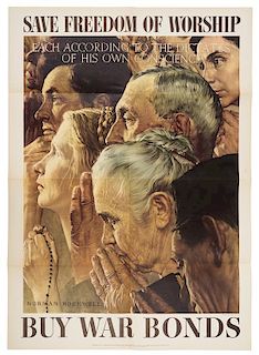 ROCKWELL, Norman (1894-1978). Four Freedoms Posters (OWI Nos.43, 44, 45, and 46). Washington, DC: U.S. Government Printing Of