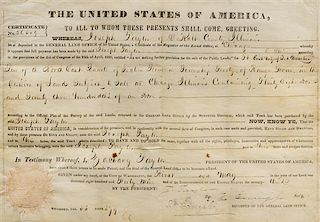 TAYLOR, Zachary (1784-1850). Partially printed document signed ("Z. Taylor"), as President, 1 May 1849.