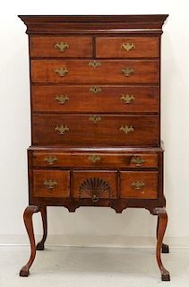 18C New England Chippendale Cherry High Boy