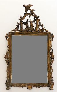 18C French Chinoiserie Carved Gilt Wood Mirror