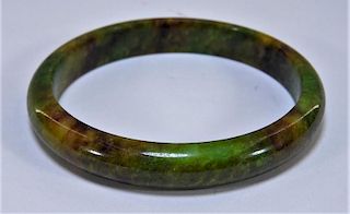 18C. Chinese Spinach Russet Jade Bangle Bracelet