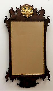 American Chippendale Style Gilt Burled Wood Mirror