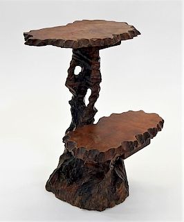 19C. Chinese Root Carved Side Table