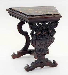 Europe Carved Floral Basket Marble Top Table