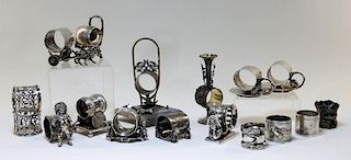 17PC Victorian Figural Silverplate Napkin Rings