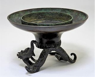 19C. Japanese Meiji Period Bronze Dragon Censer