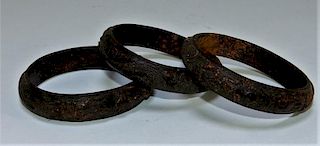 3PC 19C Chinese Carved Coconut Shell Dragon Bangle