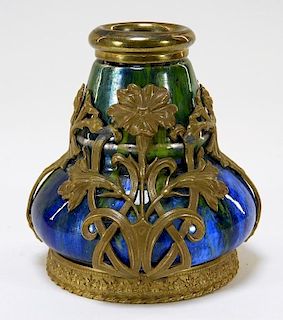 Camille Faure Art Nouveau Enameled Copper Vase