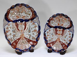 2 C.1850 Japanese Imari Porcelain Oval Platters