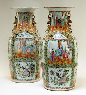 PR 19C. Chinese Rose Medallion Porcelain Vases