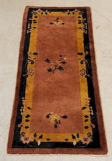 Chinese Art Deco Floral Wool Carpet Rug