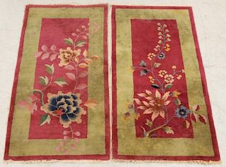 PR Chinese Art Deco Floral Wool Carpet Rug
