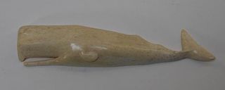 American Sailor-Made Carved Bone Figure of Whale