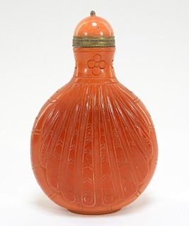 Chinese Qing Dynasty Coral Peking Glass Snuff