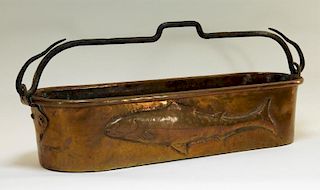 19C. French Embossed Copper Salmon Kettle Cook Pot