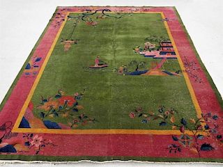 Chinese Art Deco Scenic Rug Carpet