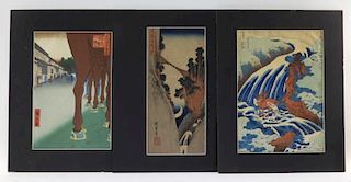3PC 19C. Japanese Woodblock Landscape Prints