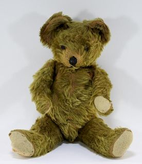German Jointed Shaggy Olive Mohair Teddy Bear