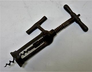 Antique 19C. American Dual Action Iron Cork Screw