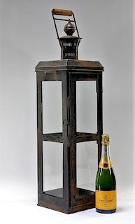 LG Antique Primitive Handled Tin Candle Lantern