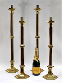 2PR. LARGE Antique Rostand Brass Candlesticks