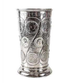 German Coin Mounted Silver Vase