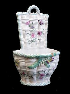 French Emile Galle Faience Wall Hanging Planter