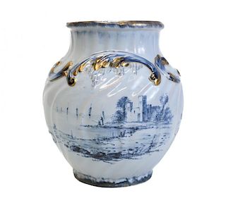 French Emile Galle Faience Vase
