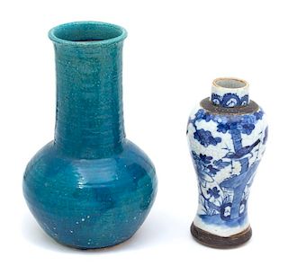 Two Chinese Porcelain Vases Height of tallest 17 inches.