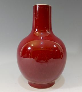 CHINESE ANTIQUE OX BLOOD RED PORCELAIN VASE - 18TH CENTURY