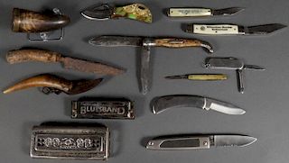 A GROUP OF KNIVES AND SCRIMSHAW