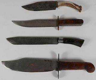 THREE BOWIE STYLE KNIVES, 20TH CENTURY