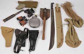 A DOZEN MOSTLY MILITARY GEAR ITEMS