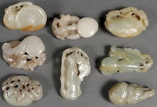 8 CHINESE CARVED JADE PENDANTS, QING DYNASTY