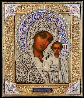 A RUSSIAN ICON OF THE KAZAN MOTHER OF GOD
