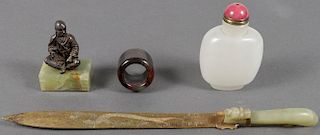 A GROUP OF FOUR CHINESE DECORATIVE ITEMS, 19TH C.